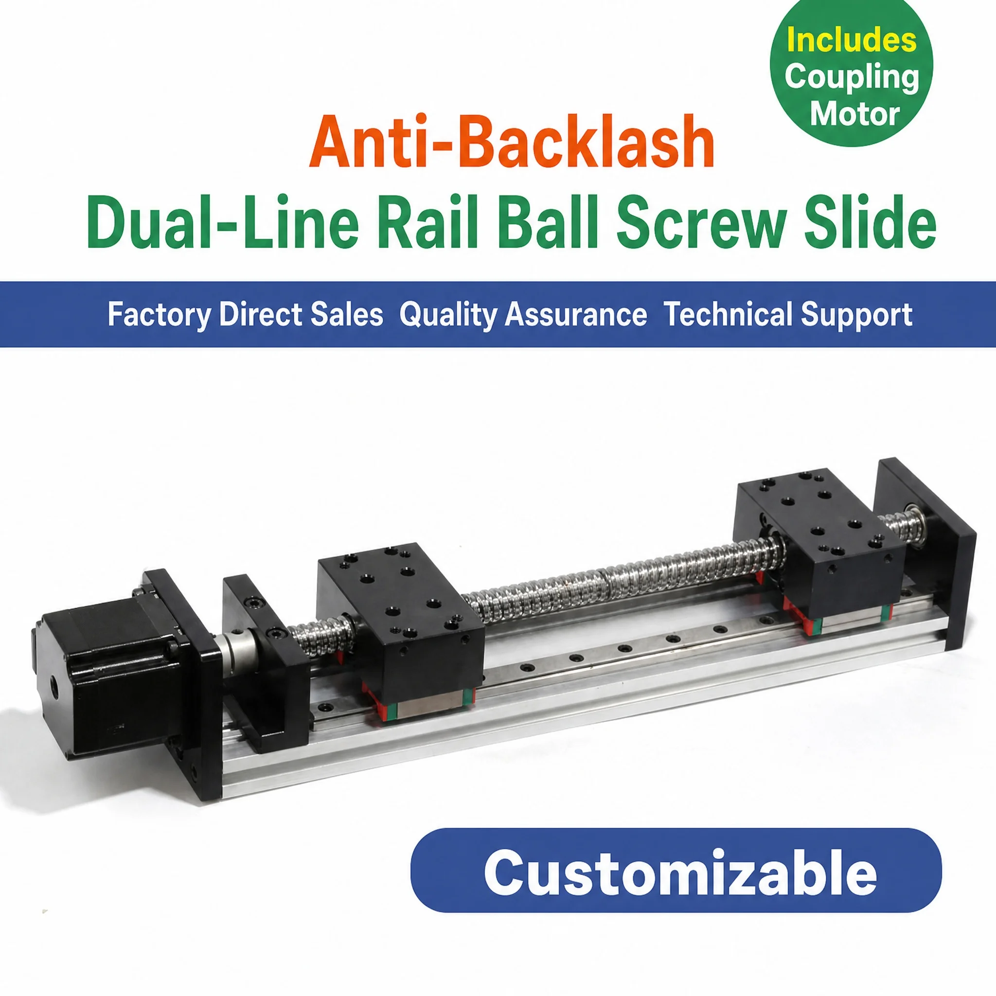 GX80 Ball Screw Linear Guide Slide Stage Module Dual Rail 1605 Lead Screw Custom Stroke