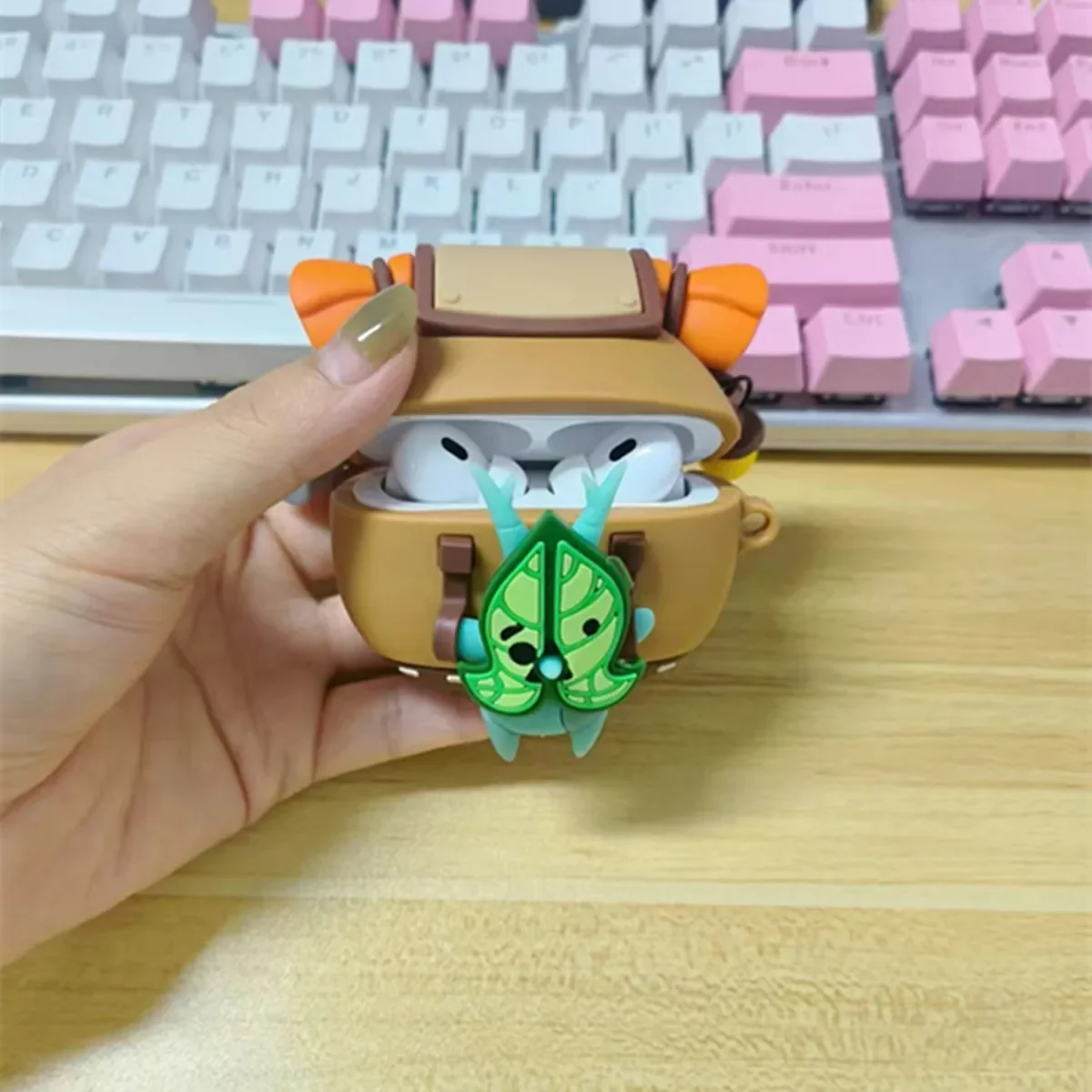 Silicone Korok Case for AirPods pro 2/1 & 2/ 3rd with Keychain,Cute Anime Yahaha Shockproof Headphone Cover for Boys Girls Kids