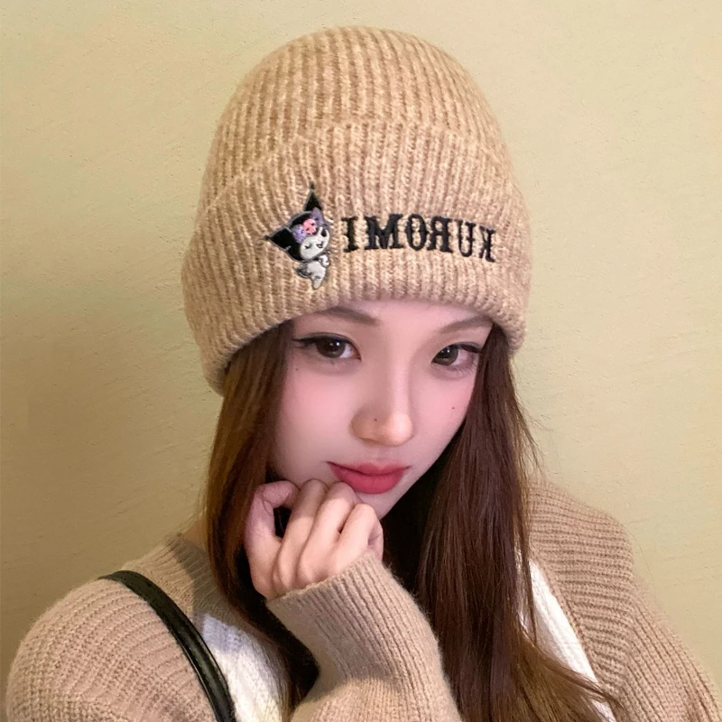 

Милая вязаная шапка с рисунком Hello Kitty Kawaii для мальчиков и девочек, пара стилей, осенне-зимняя теплая высокоэластичная шапка в подарок