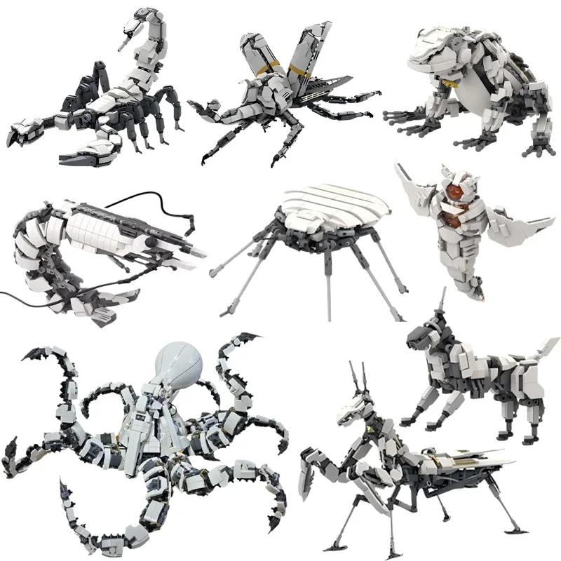 

Mechanical Animals Series Building Block crocodile Insect Mantis Frog Scorpion Mechanical Beast Model Toys Boy Birthday Gift