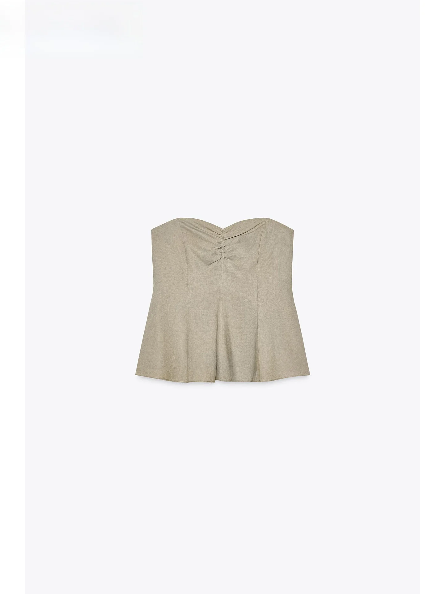 

ZAPRHA 2025 г., сексуальный топ без косточек из смешанного волокна и льна, женская модная верхняя одежда, простая привлекательная однотонная летняя одежда