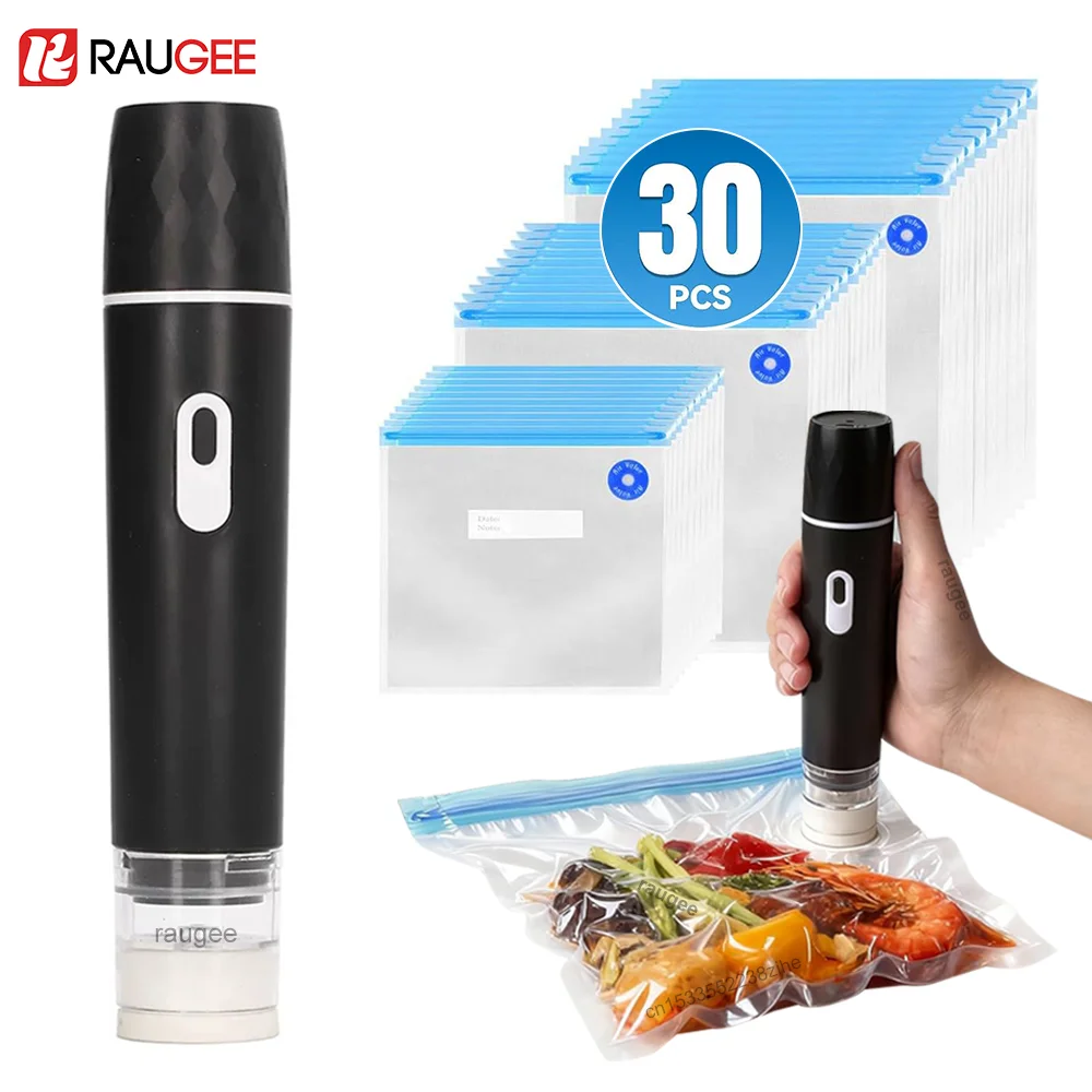 Vacuum Sealer Pump Electric Air Pump Rechargeable Automatic Sealing Machine with Reusable Vacuum Sealer Bags Food Packaging Bag