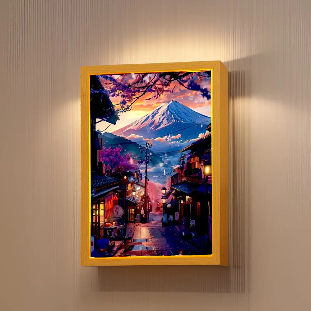 Beautiful City Mount Fuji, Japan Light Painting Photo Frame Led Night Light Wall Lamps Home Decorate Christmas Gifts Moon Lamp