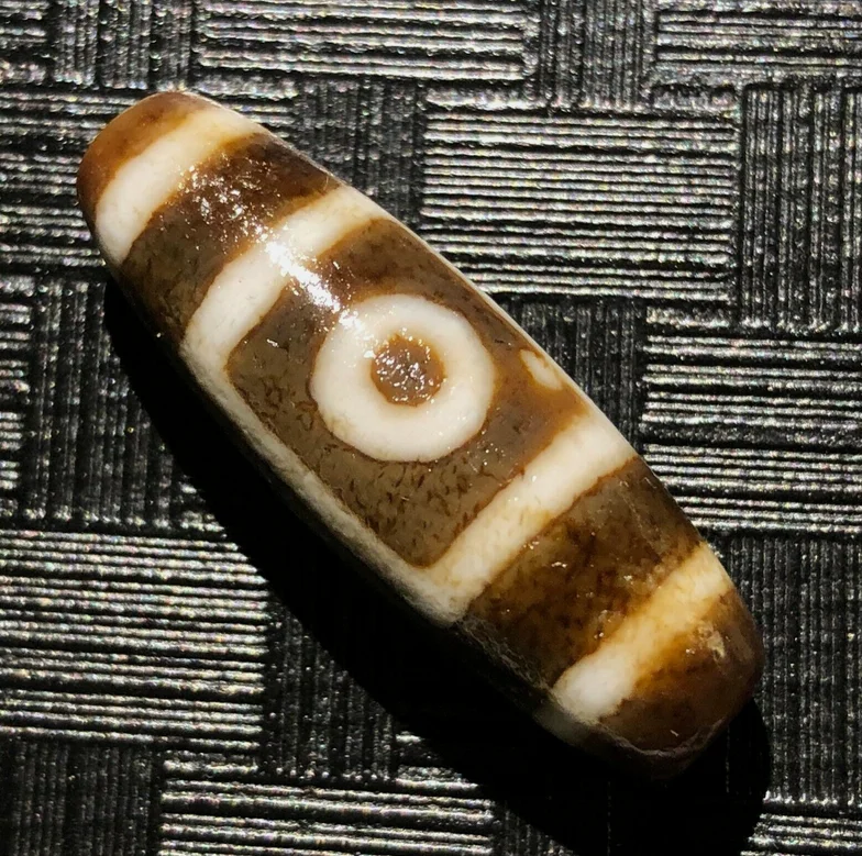 Magic Power Tibetan Old Agate Heaven&Earth 2Eye Totem dZi Bead 12*36mm C018