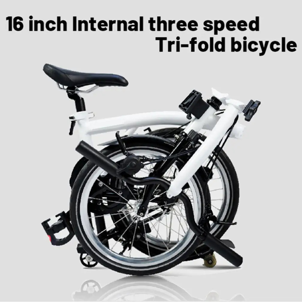 Chromium Molybdenum Steel Frame 16Inch Internal 3 Speed Tri-fold Folding Bicycle C Clip For Brompton Bike