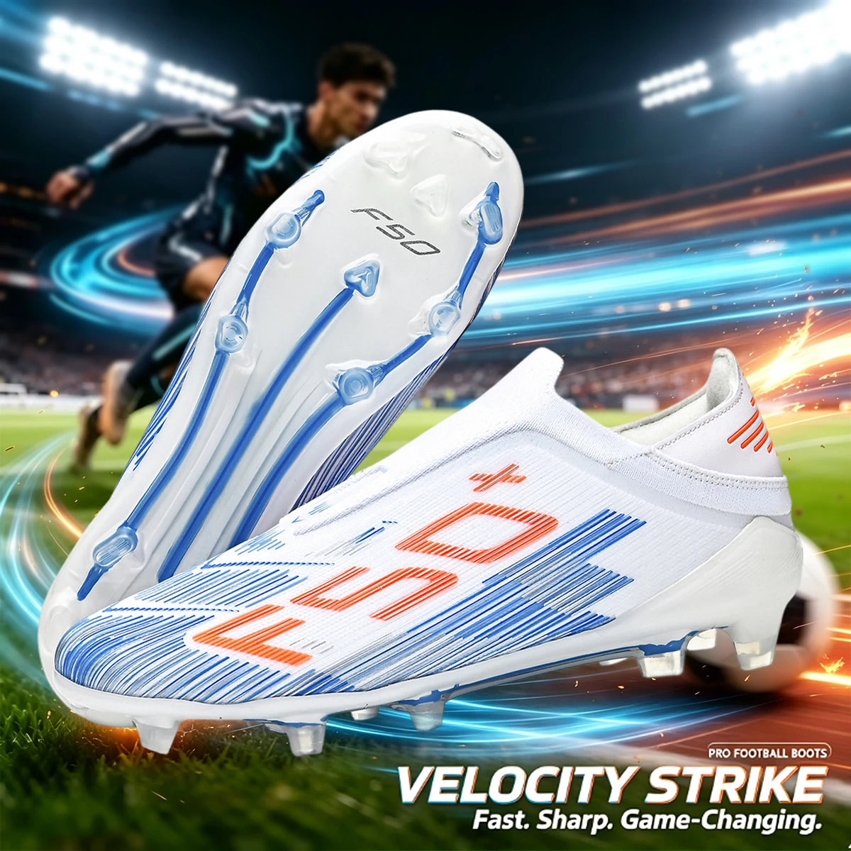 Adult AG FG Hybrid Soccer Cleats, Textured PU Upper for Better Ball Control, TPU Mixed Studs for Wet Natural Grass Match - view 2