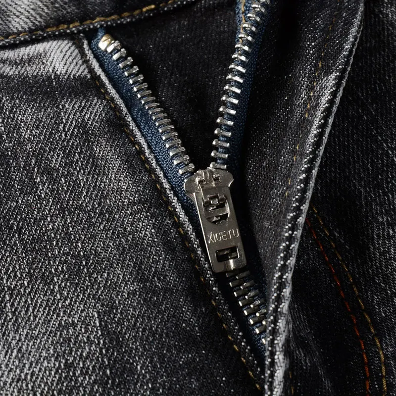 Fashion Designer Men Jeans High Quality Stretch Elastic Skinny Fit Ripped Jeans Men Trsouers Patched Vintage Denim Pants Hombre