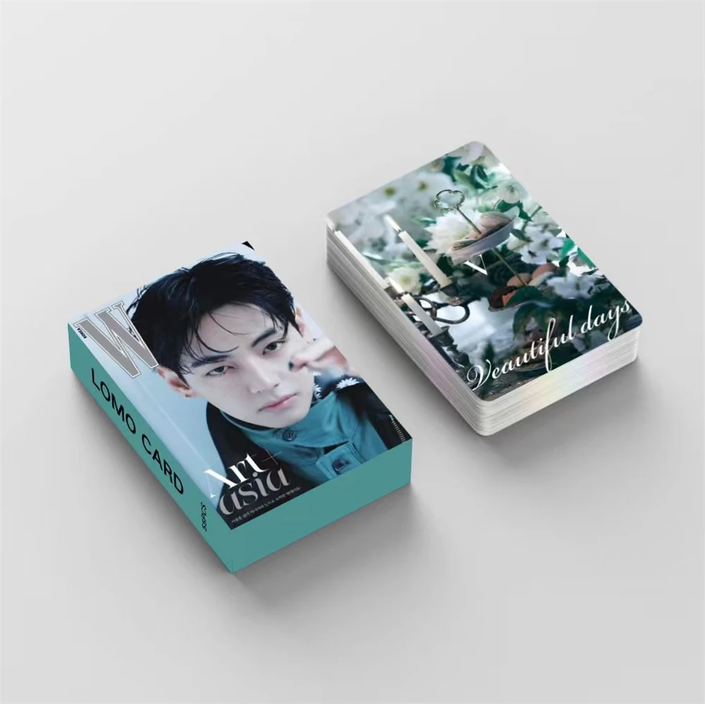 55 unids/set KPOP Kim Tae Hyung álbum tarjetas fotográficas Art-Asia postal HD de dos caras V tarjetas LOMO en caja Personal Fans coleccionar regalos