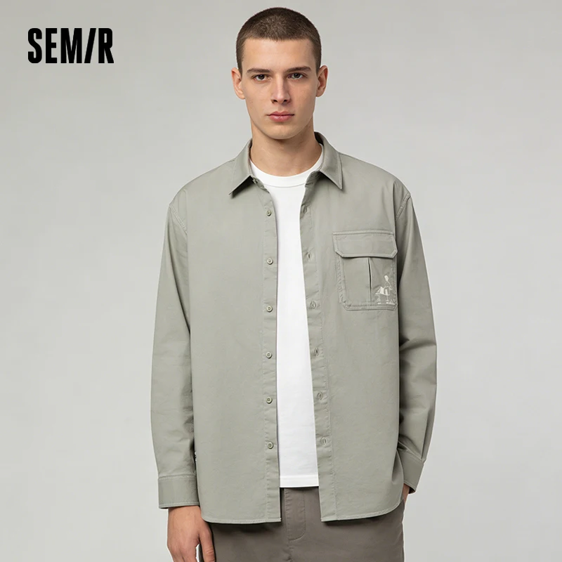 

Semir Casual Shirts For Man Outdoor Style Loose Trendy Printed Turn-Down Collar Men Long Sleeve Tops 2026 Spring