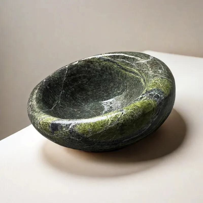 Natural marble trays, bird's nests, modern minimalist French-style model house tabletop storage items, decorative artworks