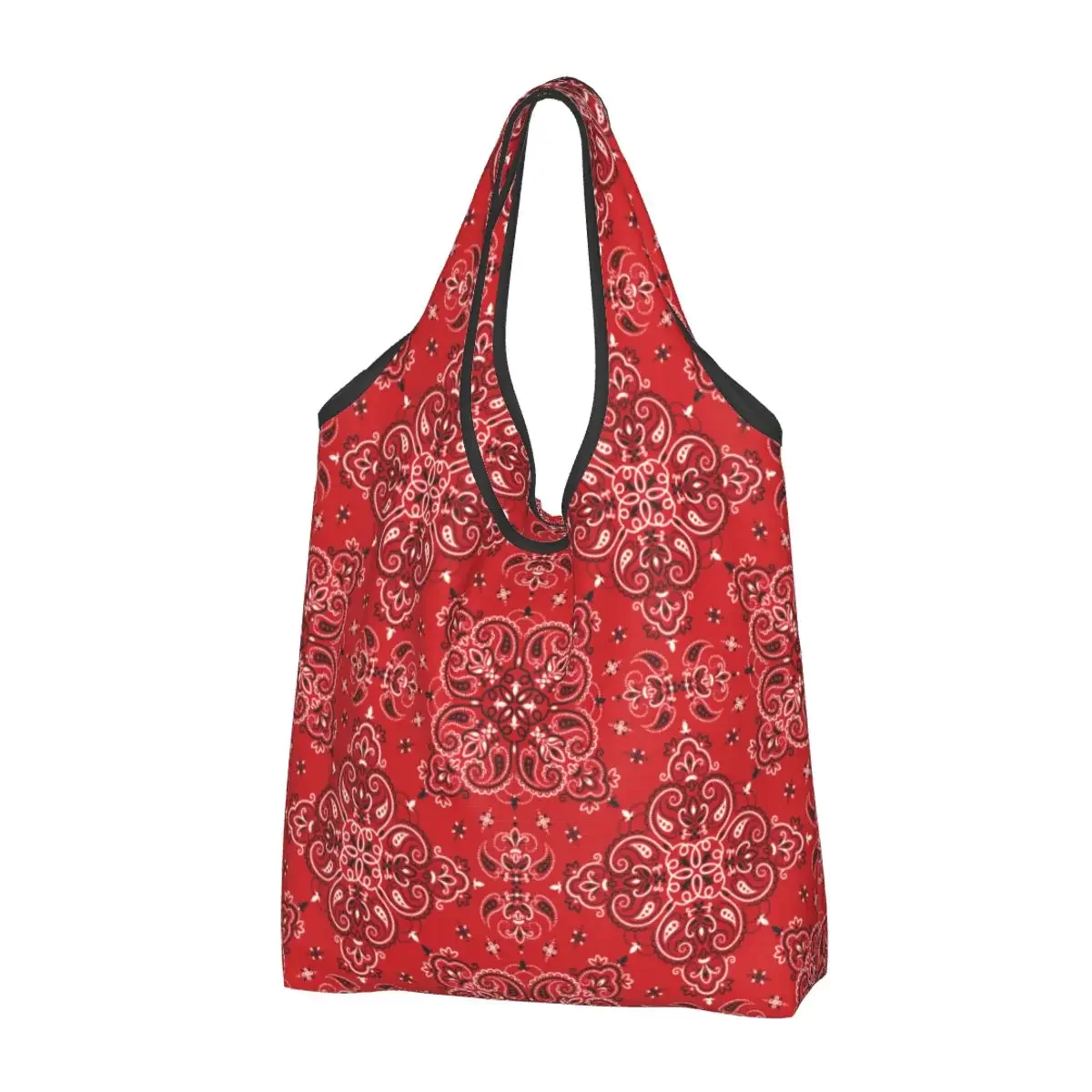 

Boho Vintage Bandana Paisley Style Groceries Shopping Bag Funny Shopper Shoulder Tote Bags Big Capacity Portable Handbag