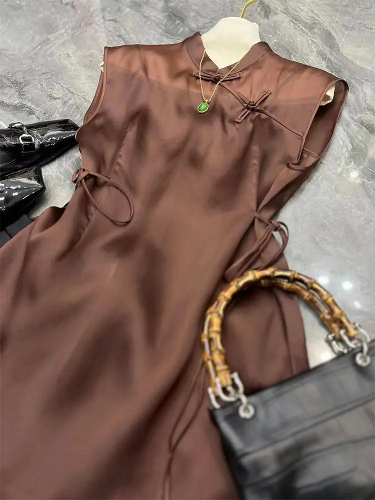 New Chinese style retro sleeveless lace up style high-end shirt for ladies with cool summer style, unique and unique top