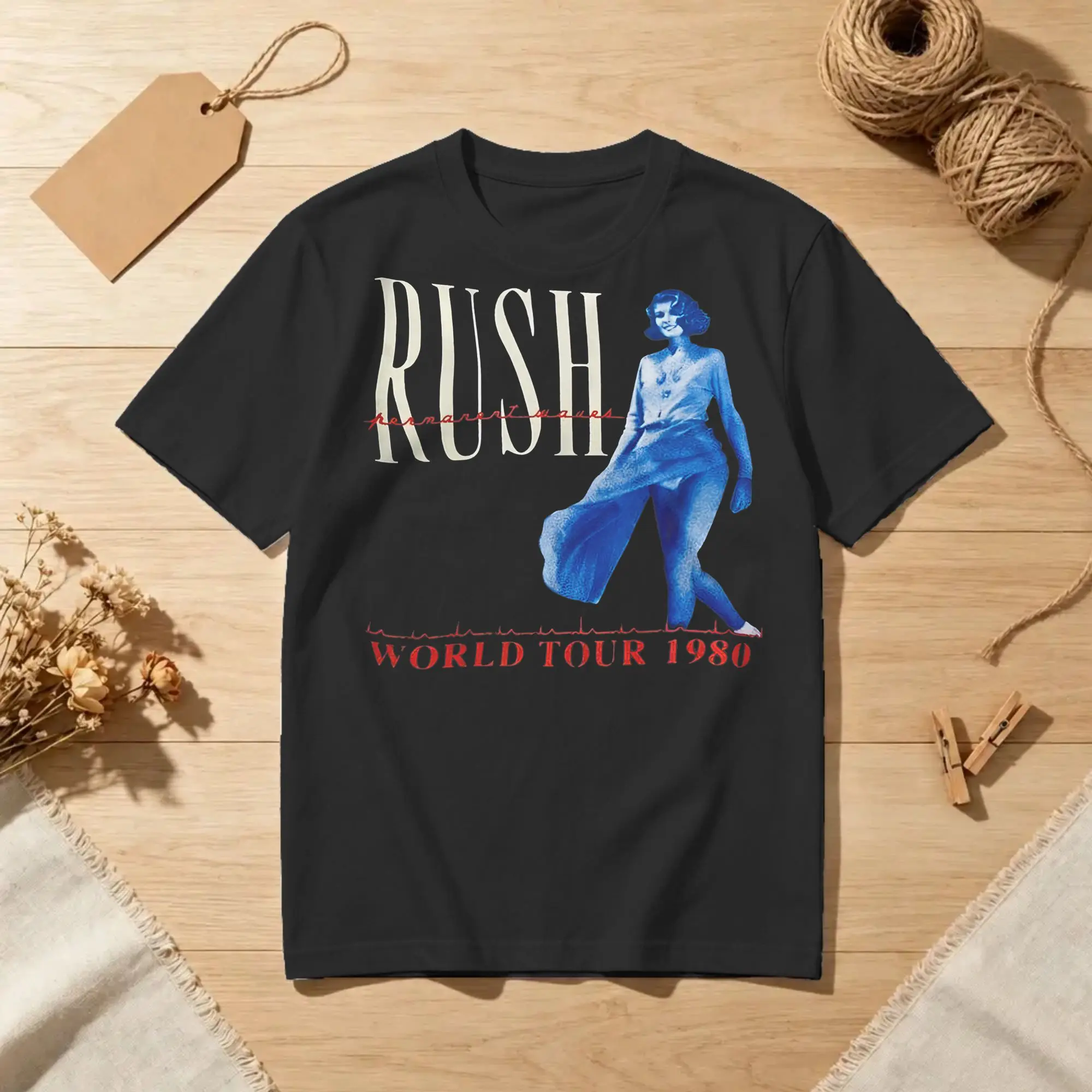Rush Permanent Waves 1980 Tour T Shirt for Men Women Pure Cotton Hipster T-Shirt Crewneck  Tees Short Sleeve Tops Classic