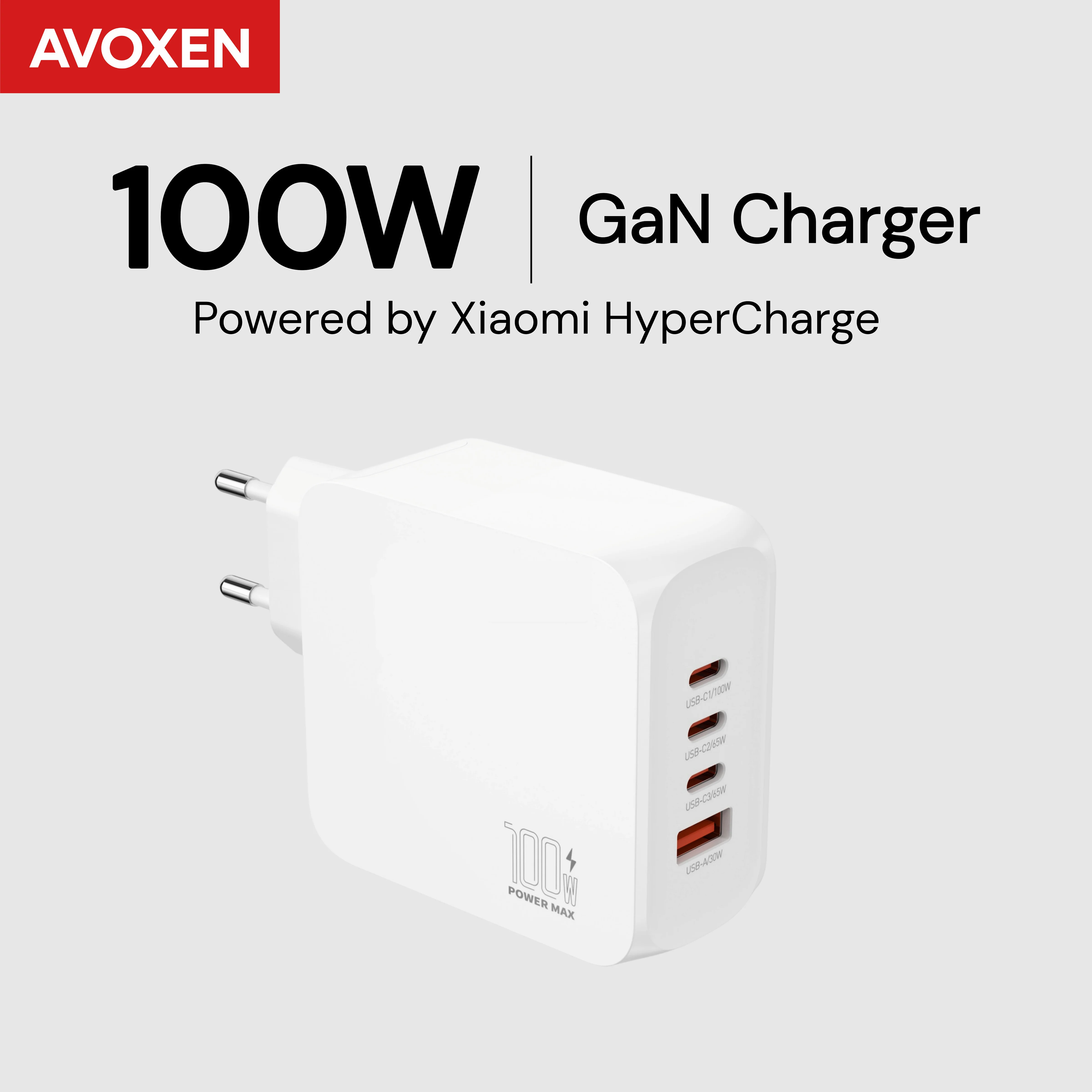 avoxen-gan充電器-100w-pd-pps-qc-40-30-type-c急速充電-usb-c。ノートパソコン、タブレット、macbook、xiaomi、samsung、iphone-18、17、16-proに対応。