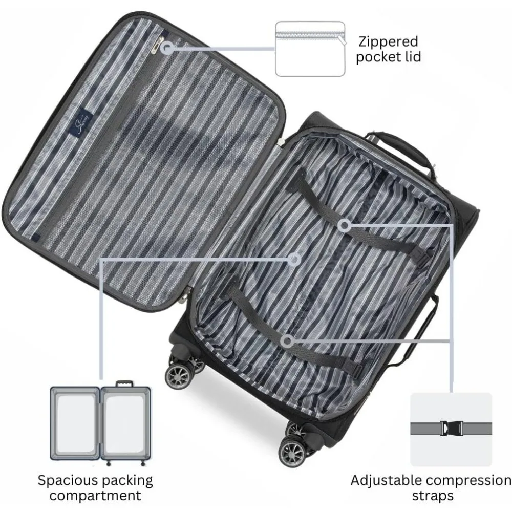 Equipaje ligero grande a cuadros con ruedas - maleta giratoria aprobada por tsa para viaje