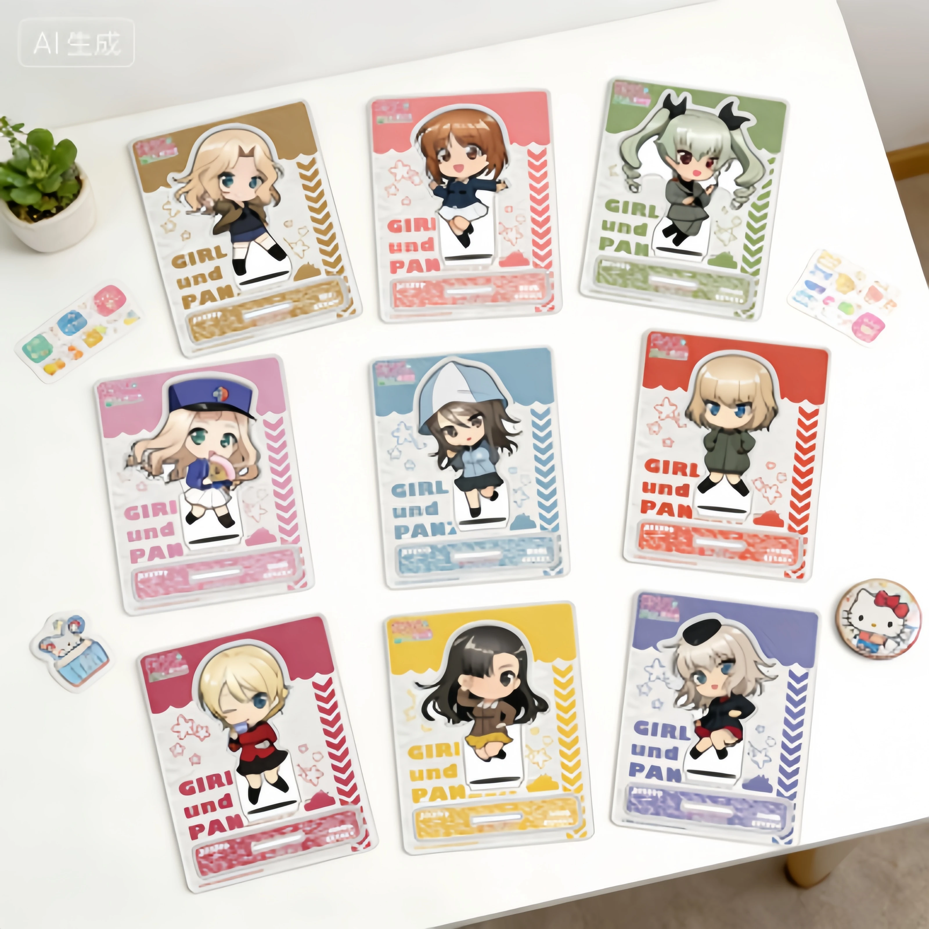 Wholesale Anime Girls und Panzer: Saishuushou 5 Keychains Acrylic Figure Stand Model Plate Cosplay  Gift 10cm desk decorations