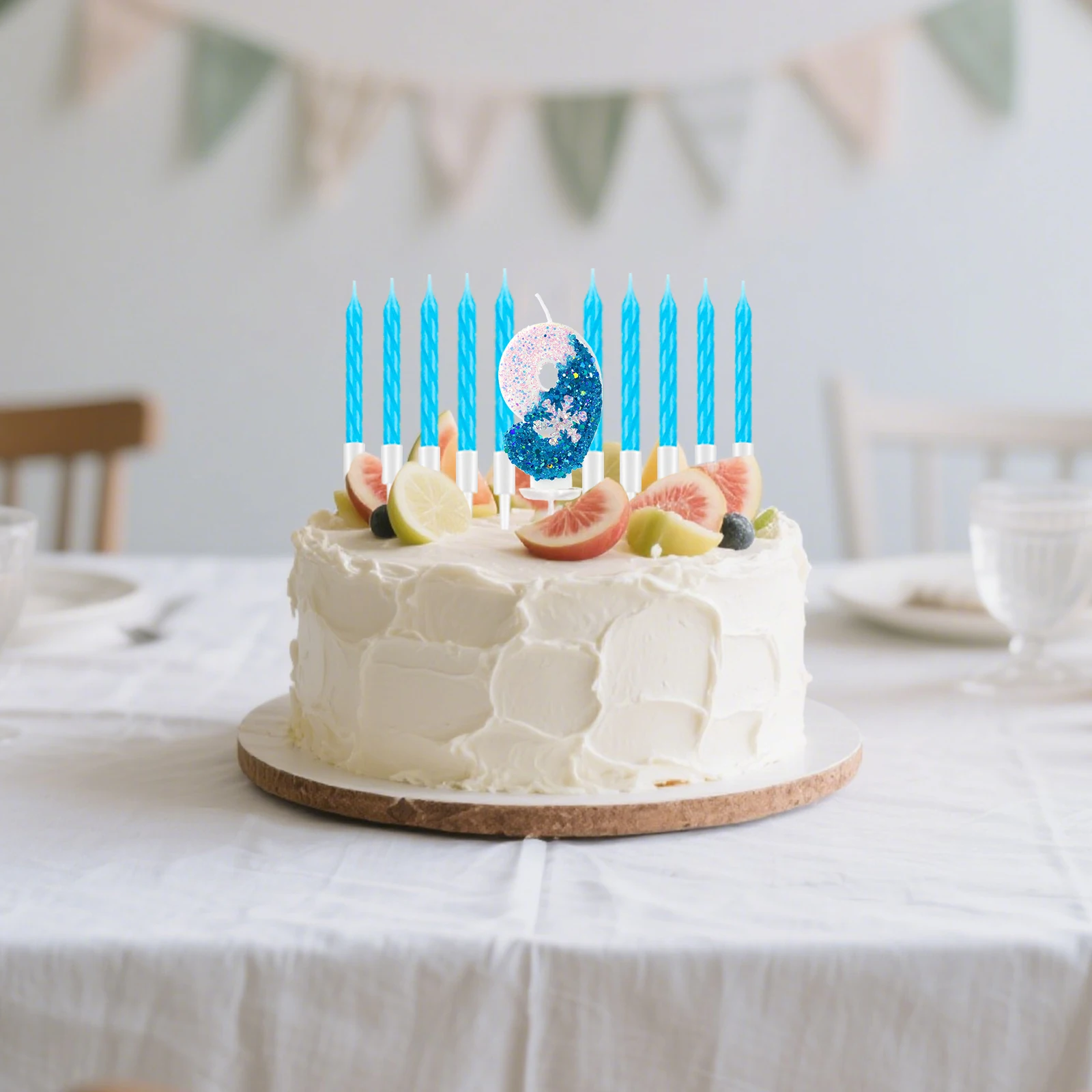 11pcs Frozen Snow Themed Birthday Candles,Number 0-9 Birthday Candle for Party Supplies, 2.76 inch Cake Topper Decorations  ﻿ view 5