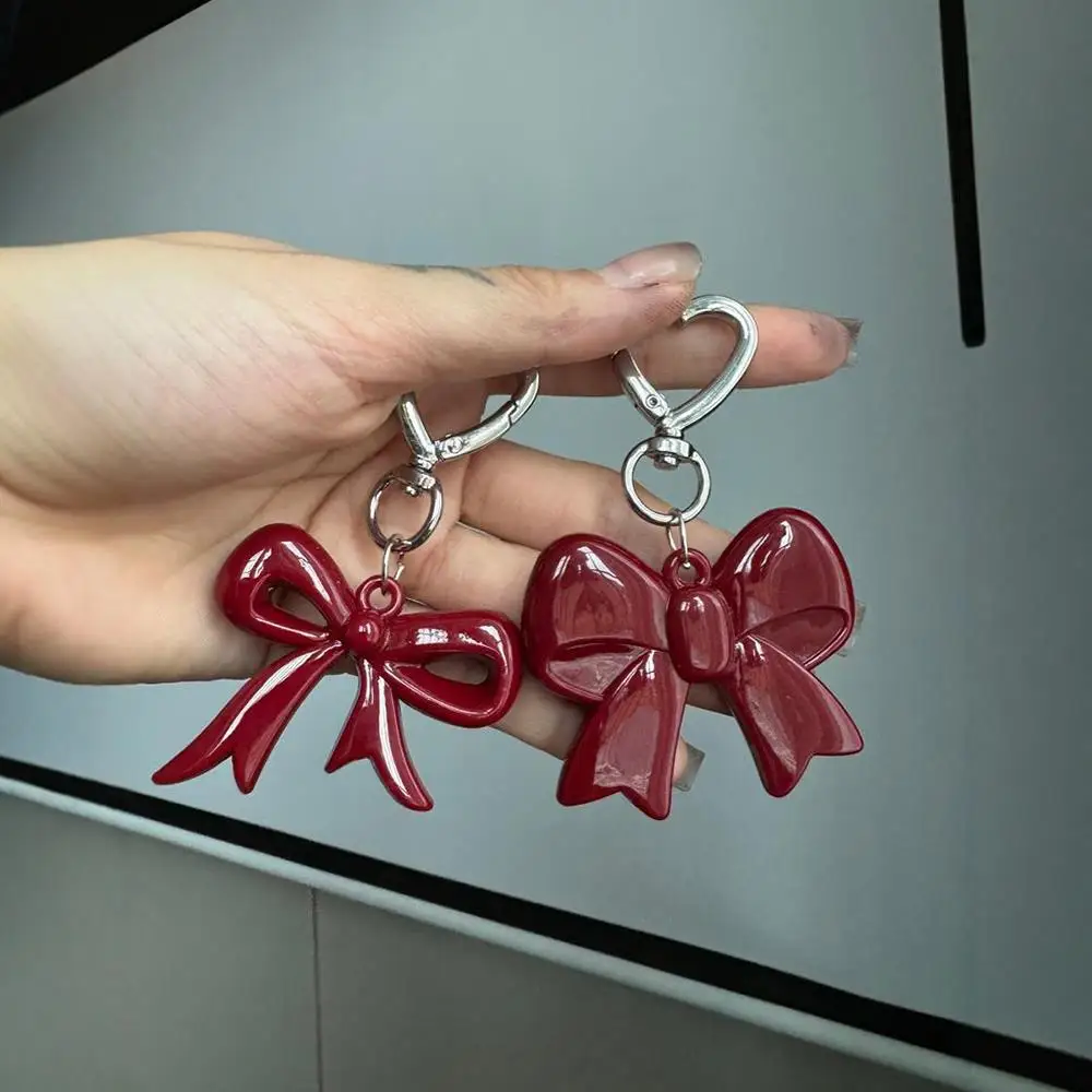 Lovely Delicate Big Heart Bowknot Keychain Mobile Phone Pendant Headphone Case Pendant Backpack Decoration Accessories Gifts