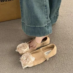 Microfiber Round Toe Flats Spring/autumn Solid Women's Shoes on Sale 2024Fashion Buckle Strap Flower Concise Flats Sapatos Rasos