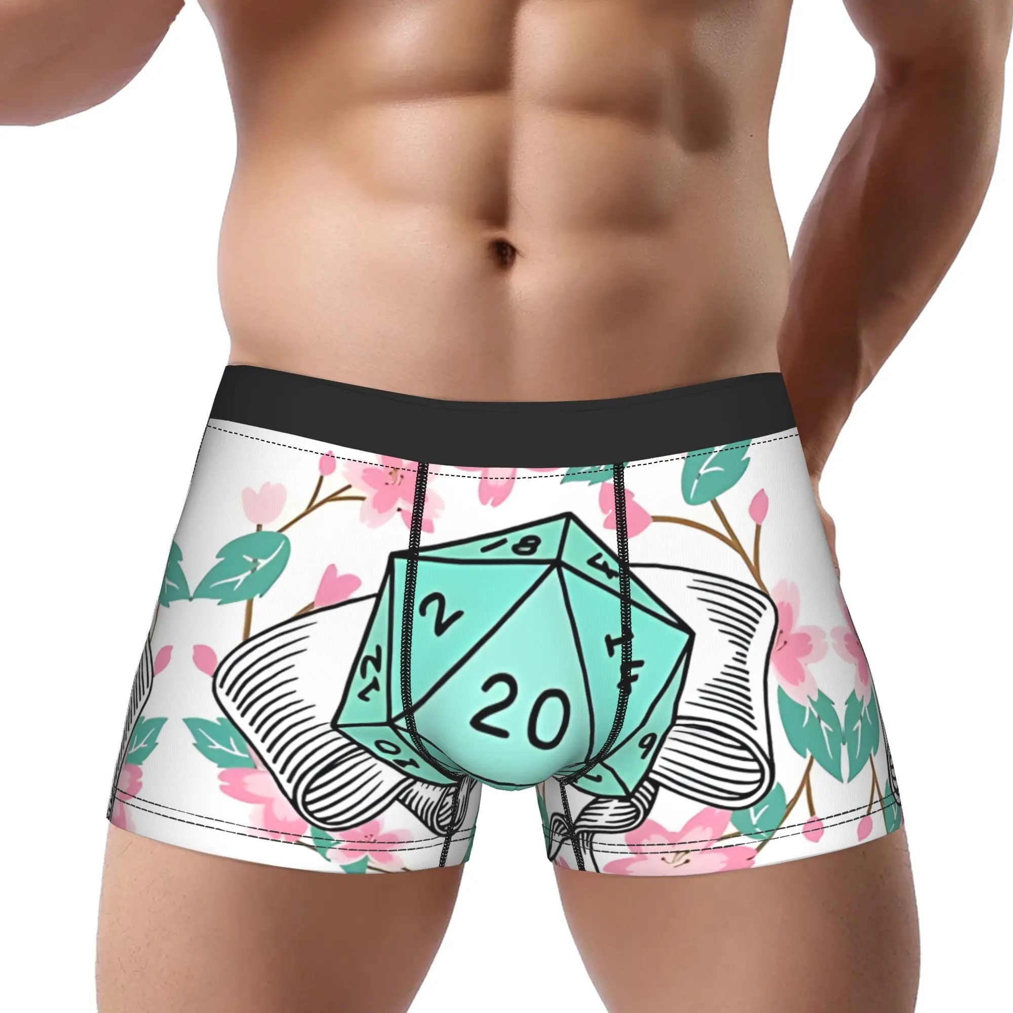 

Floral D20 Green Rpg Dice Underpants Homme Panties Men's Underwear Die Comfortable Shorts Boxer Briefs