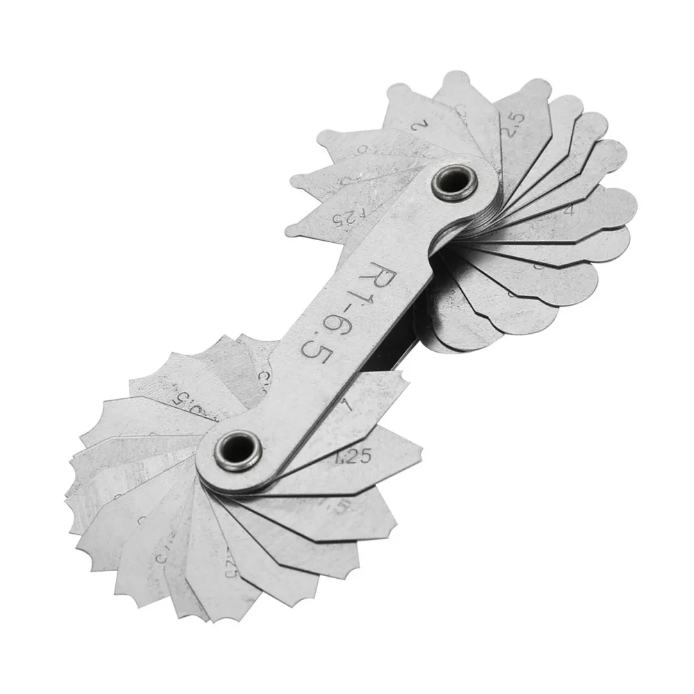 Durable Stainless Steel Radius Fillet Gauge Concave Convex R1-6.5MM Stainless Steel Gauge Silver Measuring Tool Machinists