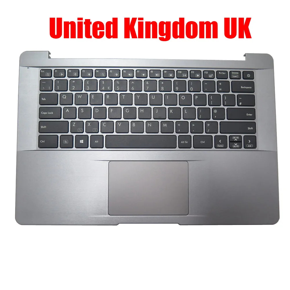 Poggiapolsi per laptop e tastiera per AVITA Pura NS14A6 Inglese US Spagna SP Arabia AR Regno Unito UK Maiuscolo con touchpad Nuovo