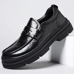 Men's Casual Shoes Genuine Cow Leather Thick Sole Fashion Loafers Mens Comfortable Driving Moccasins Men Outdoor Flats