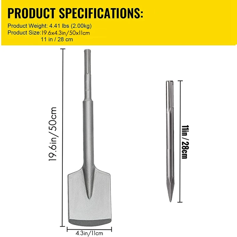 جود كلاي بأسمائها الحقيقية، 19.6 × 4.3 بوصة SDS-Max Shank، لقمة ثقب الصلب 40Cr للخنادق والحفر لقمة مجرفة للحصى وتجميد التربة