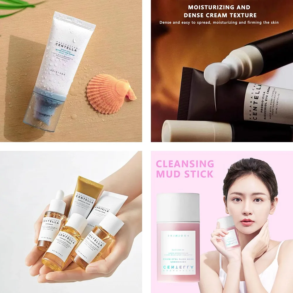 Centella Asiatica Hidratante Toner Essence 5pcs Set/Creme Olho Probótico/Centella Asiatica Protetor Solar Hidratante Anti-rugas