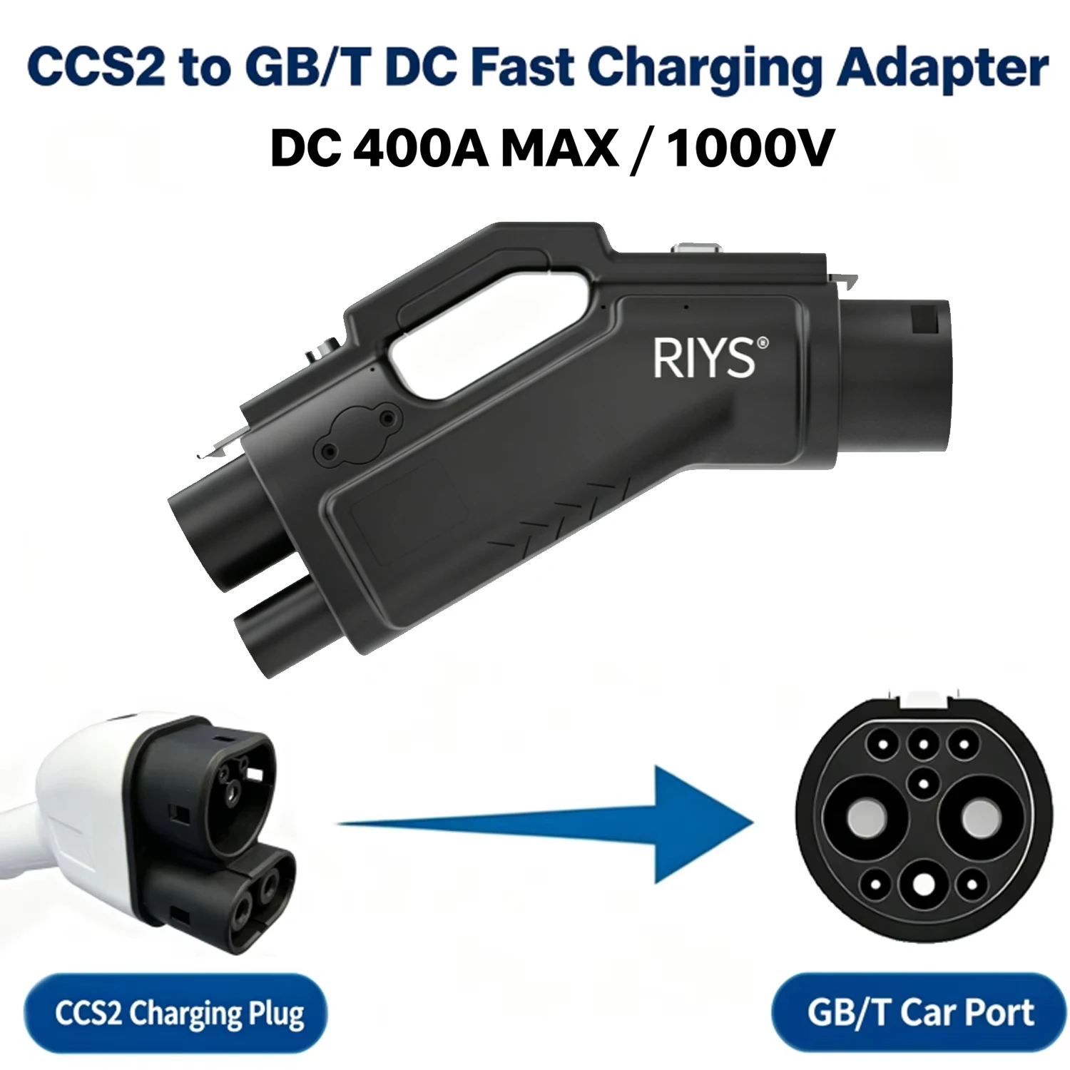 RIYS CCS2 to GBT Adaptor 400A DC Super Fast Charger Converter Combo 2 To GB/T For BYD GBT EV Charging Adapters
