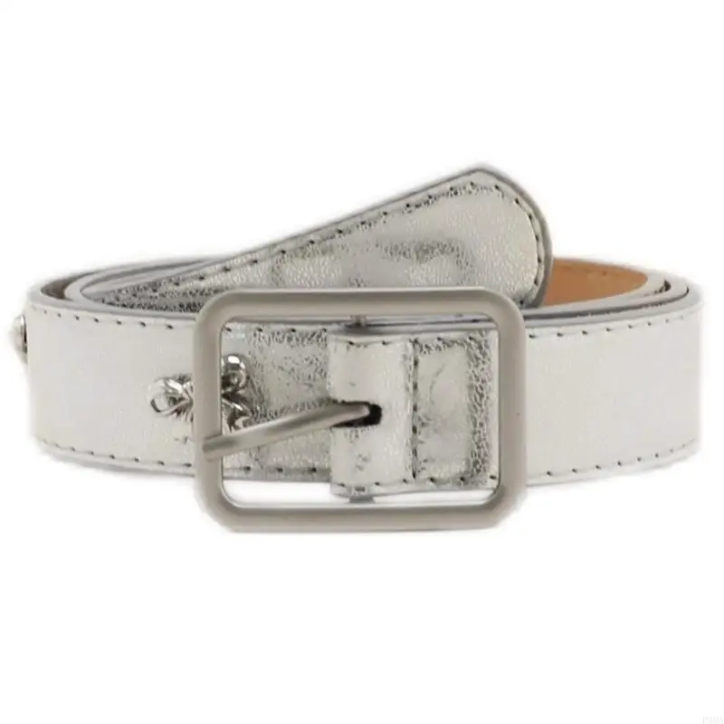 

P88A Elegant Pin Buckle PU Belt for Women 2000s Metal Bowknot Buckle Skinny Waist Belt Waistband for Teens Girl Waist Ornament