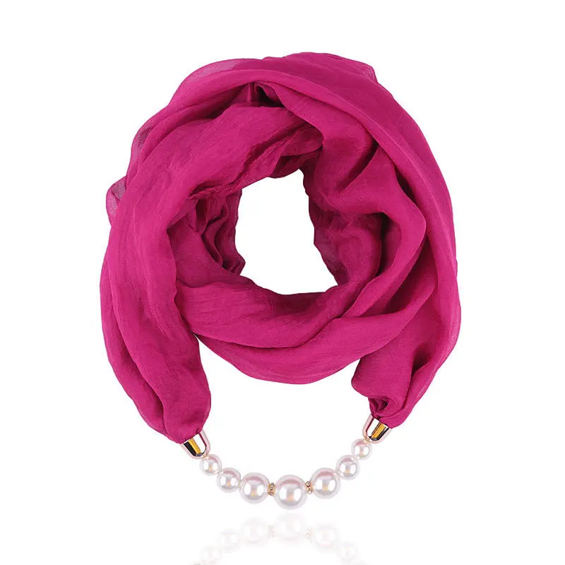 Solid color Jewelry Statement Necklace Pendant Scarf Women Neckerchief Foulard Femme Accessories Hijab