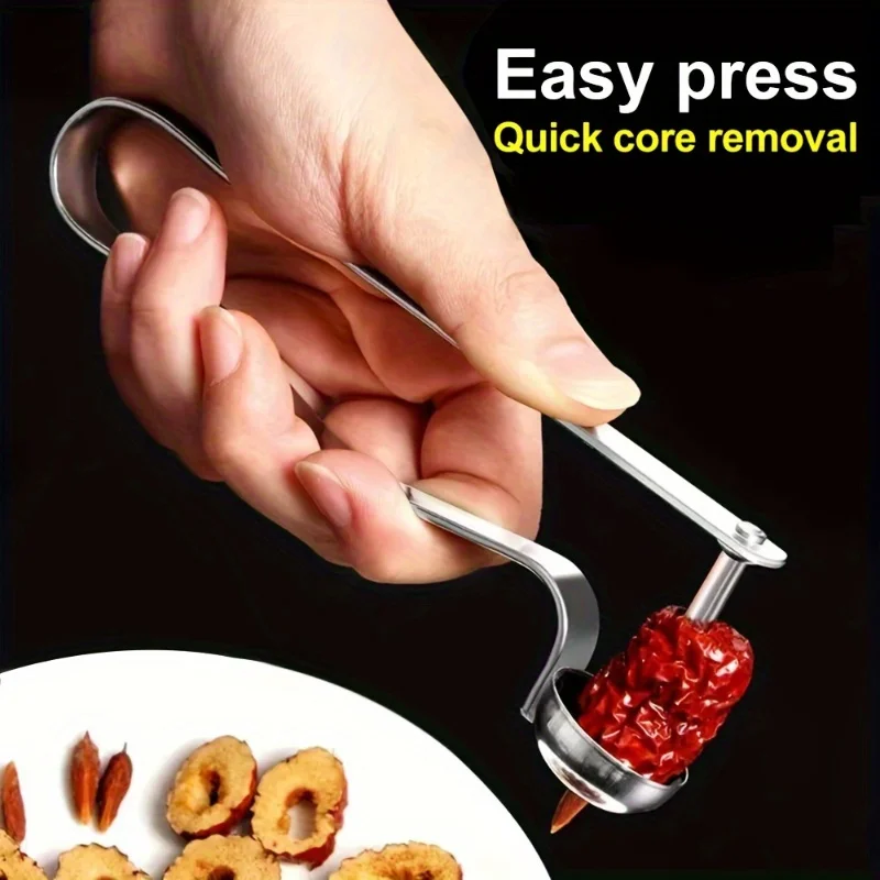 مزيل بذور الكرز والكرز من الفولاذ المقاوم للصدأ - أداة مطبخ سهلة الضغط بيد واحدة لإزالة الأساسية السريعة، متينة وسهلة