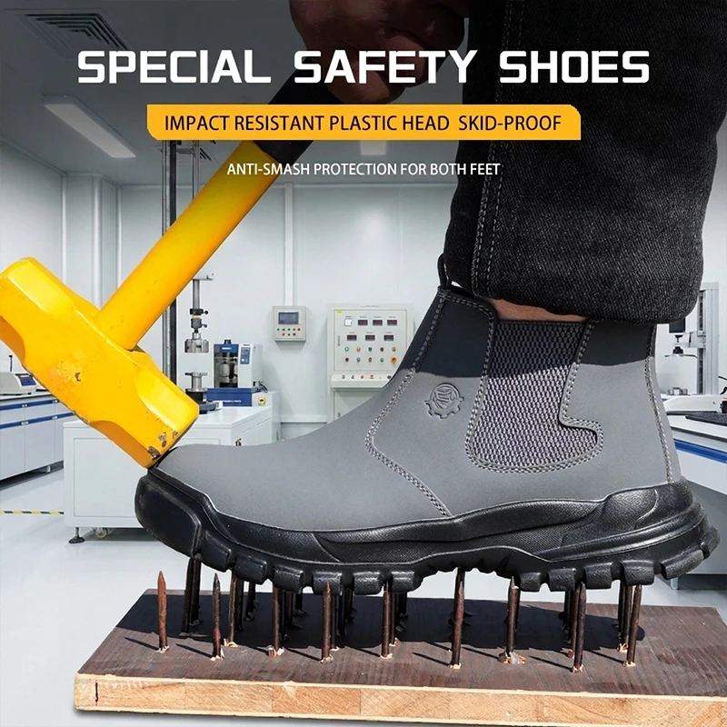 Men Women Steel Cap Kevlar Sole EVA Foam Microfiber Leather Puncture Proof Quick Wear Work Boots for Factory Safety shoes