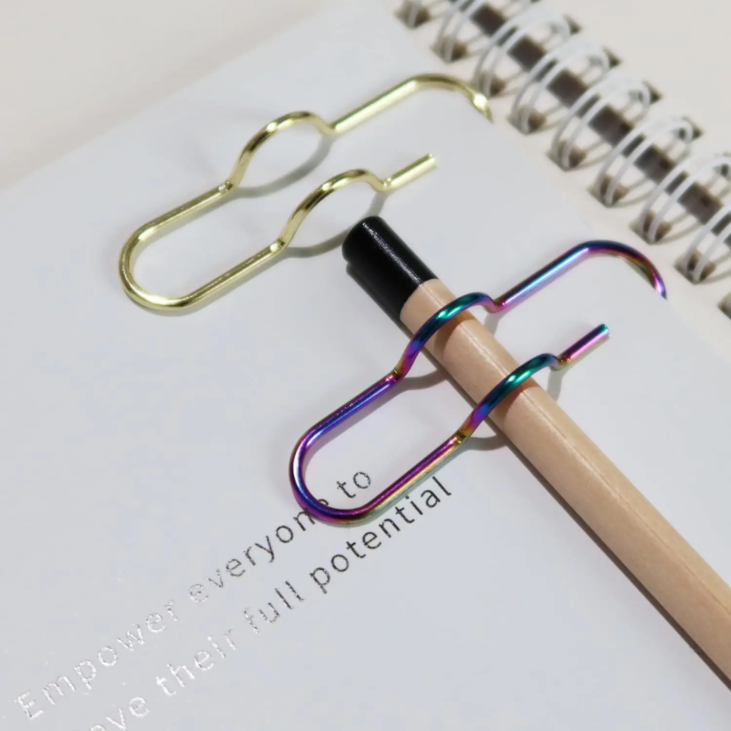 Monking 6/12/18/24Pcs Paperclips Multifunctional Paper Fix Metal Pen Holder Clip Journal Document Clips Notebook Pin Accessories