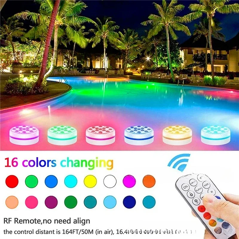 

Rechargeable Submersible Pool Lights RGB Underwater Pool Lights with Remote Waterproof for Swimming Pool Bathtub Fountain Decor