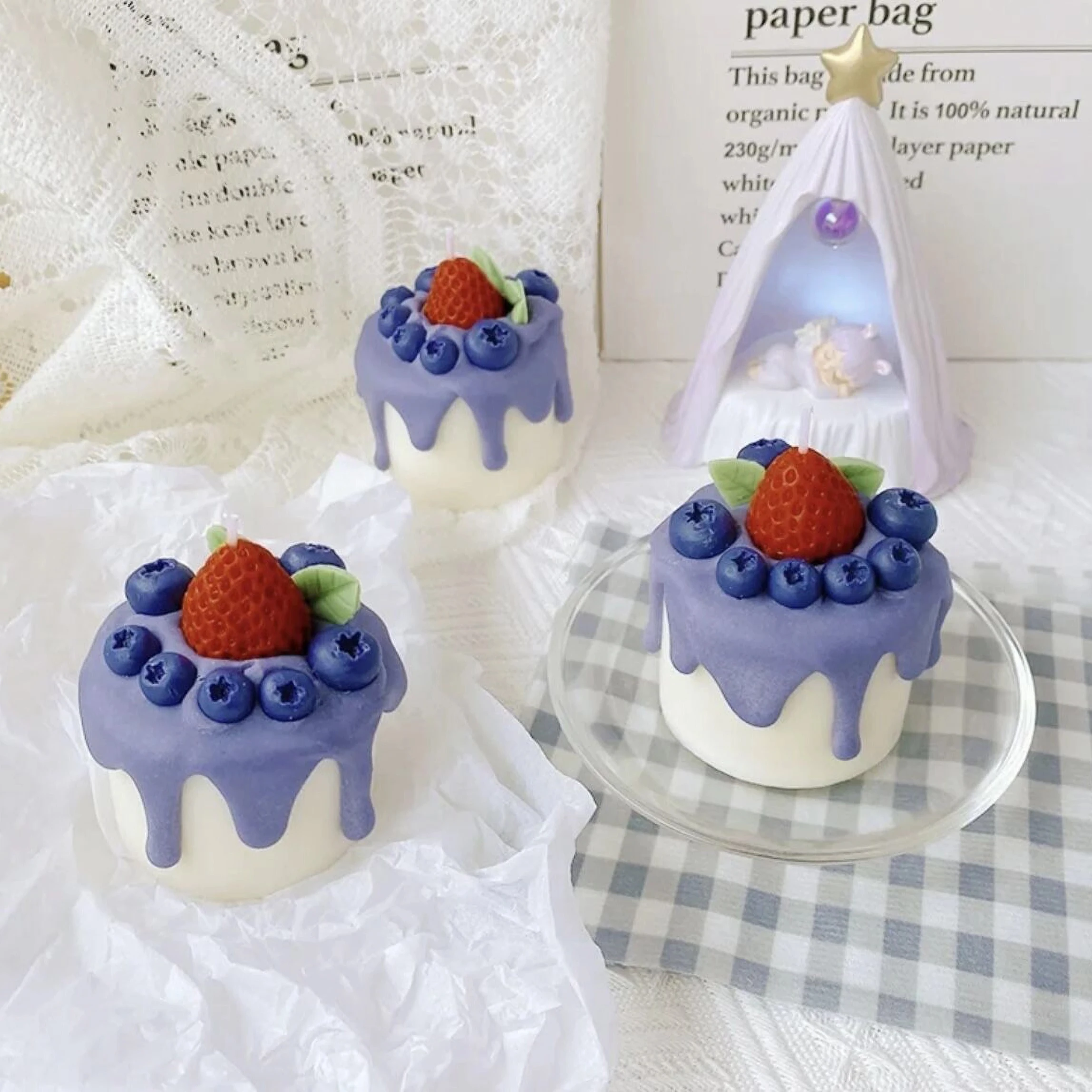 Raspberry and Blueberry Moulds for Making Chocolate Candy Cake Decorative Candle Soap Embedding Silicone Resin Mold(Transparent)