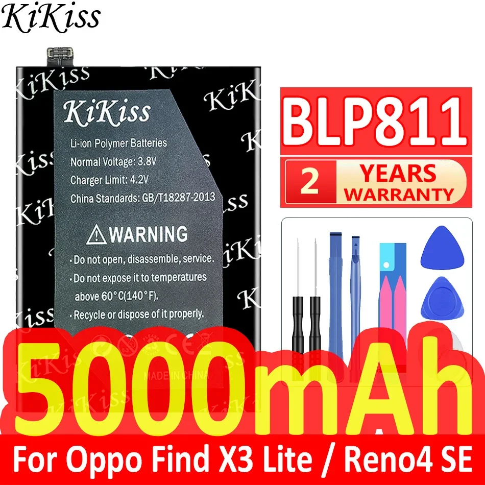 

5000mAh KiKiss Powerful Battery BLP811 For Oppo Find X3 Lite x3lite CPH2145/Reno 4 SE 5 5G PEAT00 PEAM00 PEGM00 PEGT00 reno4 se