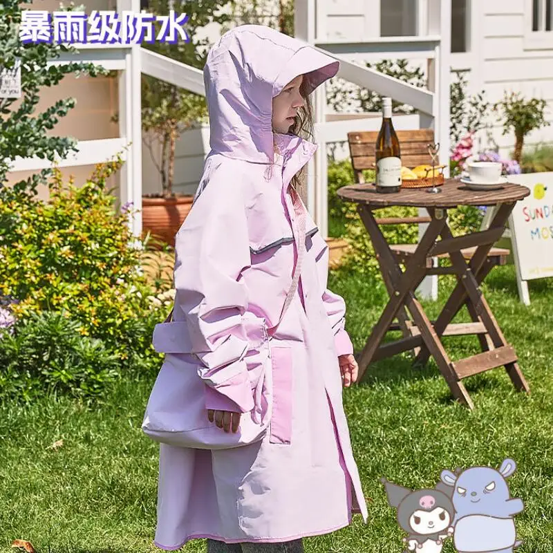 

Плащ Sanrio Hello Kitty Kuromi с героями мультфильмов для мальчиков и девочек, студенческий вентилируемый ветрозащитный специальный пончо с широкими полями, рюкзак с пространством