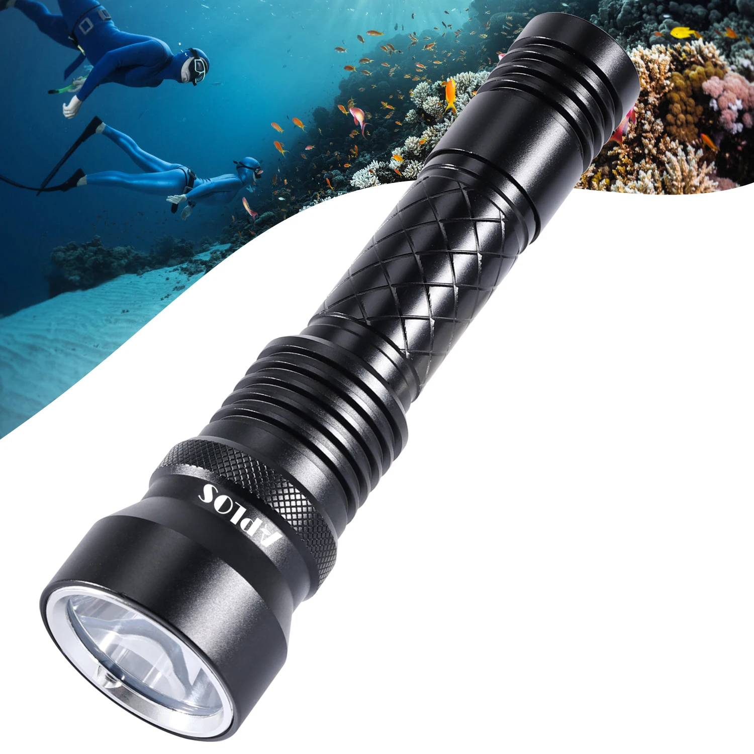 APLOS AP15 Scuba Diving Flashlight L2 LED Super Bright 1500lm 18650 Battery Dive Torch IPX8 Waterproof Torch Lantern Lamp 5 mode