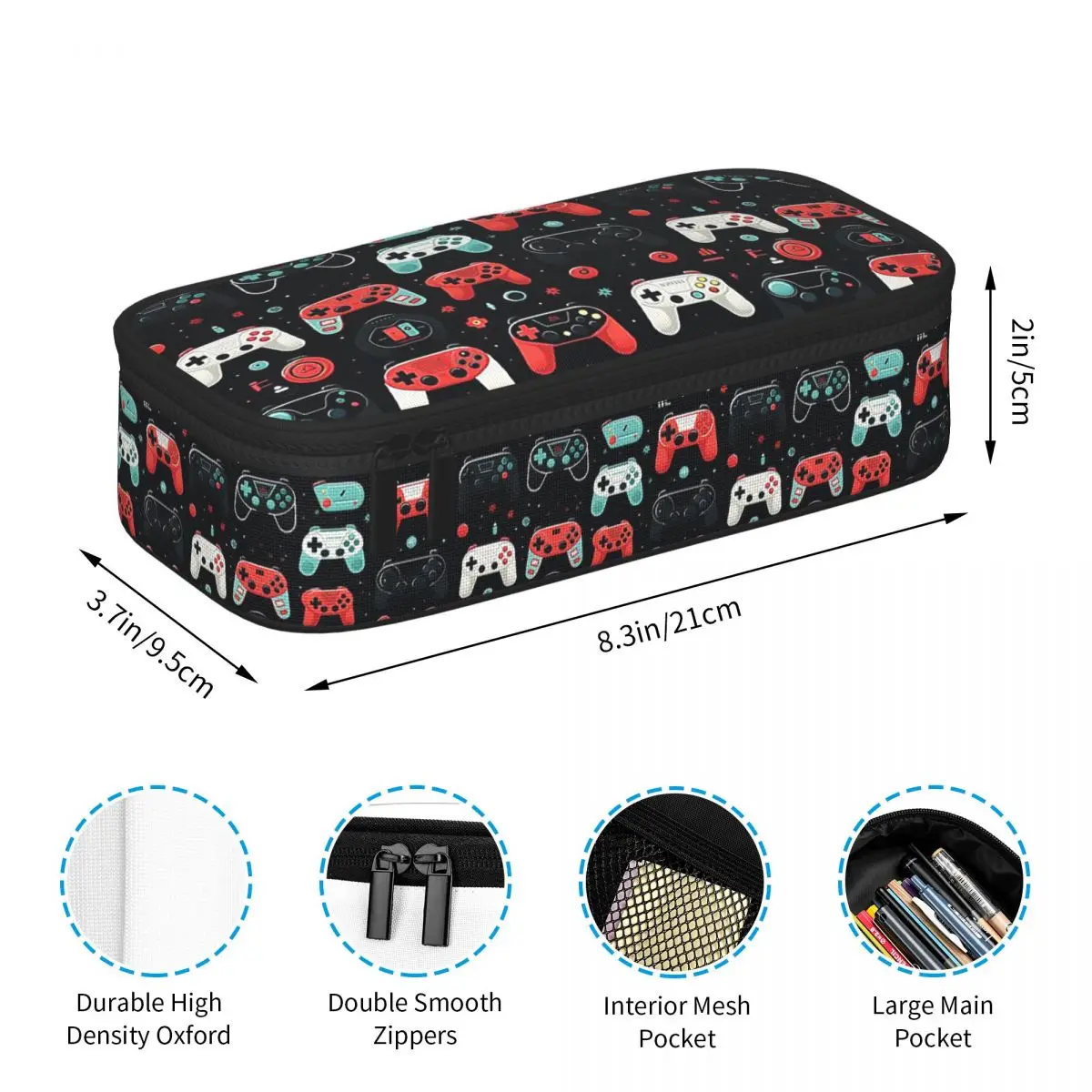 Gaming Pattern - Game Controllers Pencil Case for Boy Girl School Pen Box Pencil Bag Stationery Supplies Pen Holder Bag
