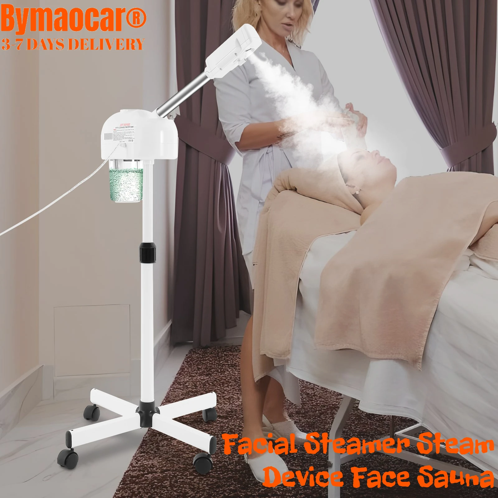 

Facial Steamer & Professional Ozone Face Steamer, Adjustable Height on Wheel with 360° Rotating Nozzle and Hot Mist Function