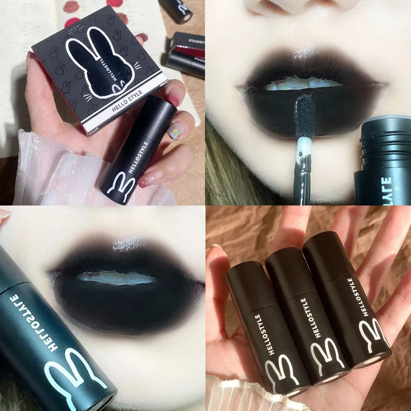 1/3pcs Punk Gothic Black Lipstick Matte Brown Lip Satin Red Lip Tint Waterproof Matte Liquid Liptsick Lip Gloss Korean Cosmetics