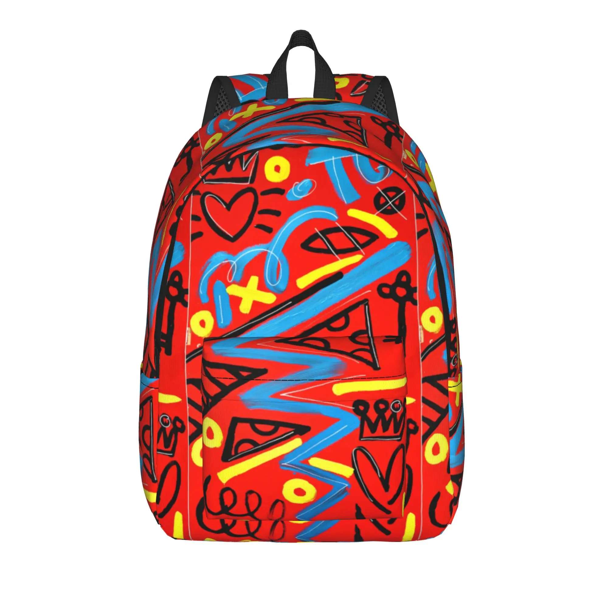 Graffiti Abstract Lines Backpack  Outdoor Style Backpacks Student Unisex Novelty High School Bags Colorful Durable Rucksack