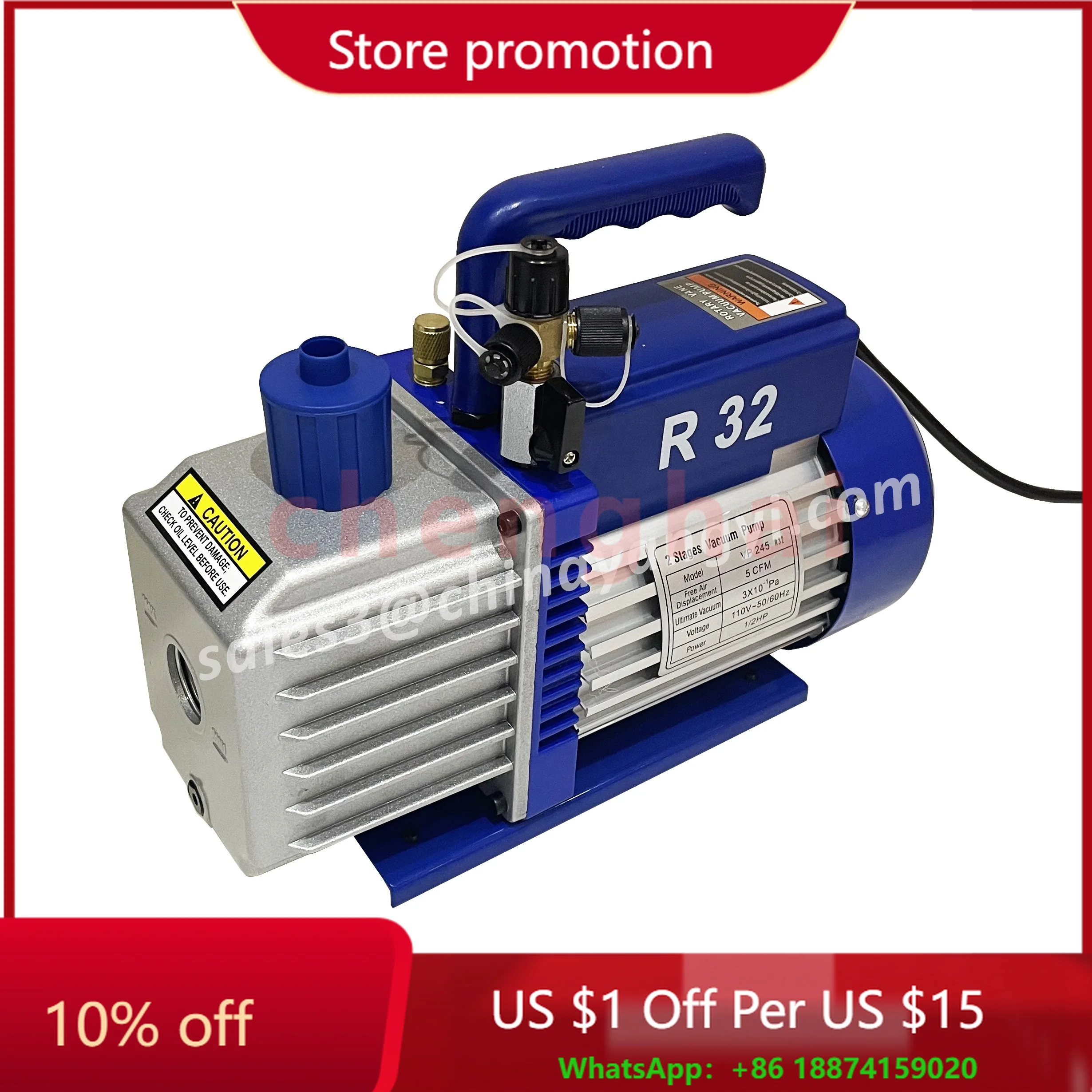 

HVAC R32 R410A Vacuum Pump with Gas Ballast and Manual Valve for Gas R134a R22 freon Bomba De Vacio Refrigeration