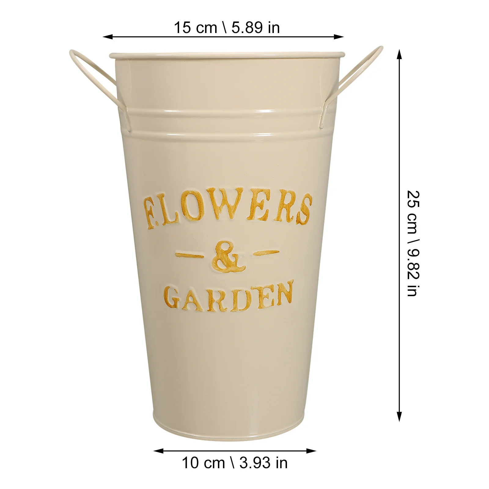 Balde de flores de ferro com bordas suaves, recipiente de plantas multiuso para cortar flores, vasos de flores de jardim ao ar livre, exibição de escritório doméstico