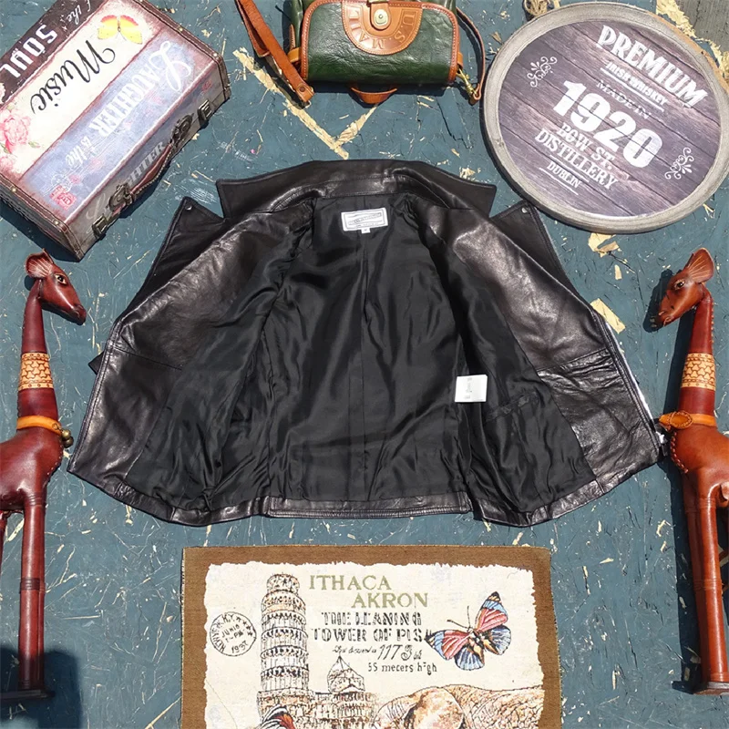 Leggero ort-Sve Moto Sle Vera Pelle Jaet Dolce Sle Slim Fit Cappotto ort da donna f Tannery eepskin