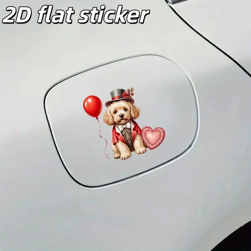 1Pc 2D Flat Cute Puppy Vinyl Sticker, Waterproof Self-Adhesive Auto Decal for Car Window, Body & Smooth Surfaces