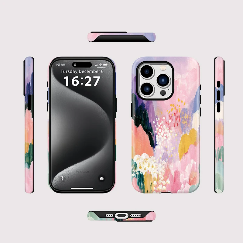 เคสโทรศัพท์ Fcicicase ลายเพ้นท์สีสันสดใส สำหรับ iPhone 17 16 15 Pro Max 14 Plus 13 12 11  อะคริลิกแม่เหล็กแบบด้าน สำหรับ Magsafe