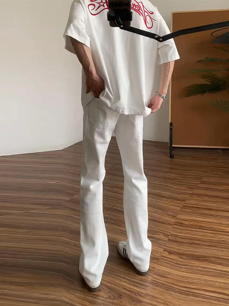 

White Slim Fit Straight Leg Jeans Cleanfit Summer High Waist Youthful Wear Resistant Knife Casual Faionable Men's Denim